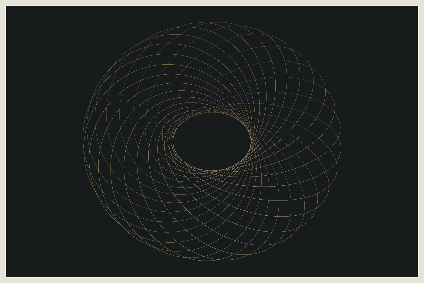 A rendered arrangement of looping Hopf fibers