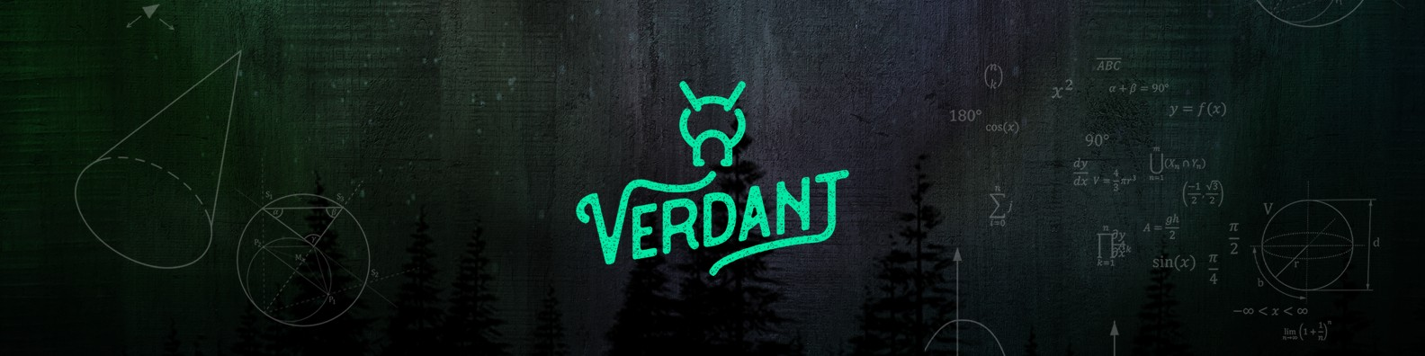 Verdant logo over a forest and mathematical diagrams